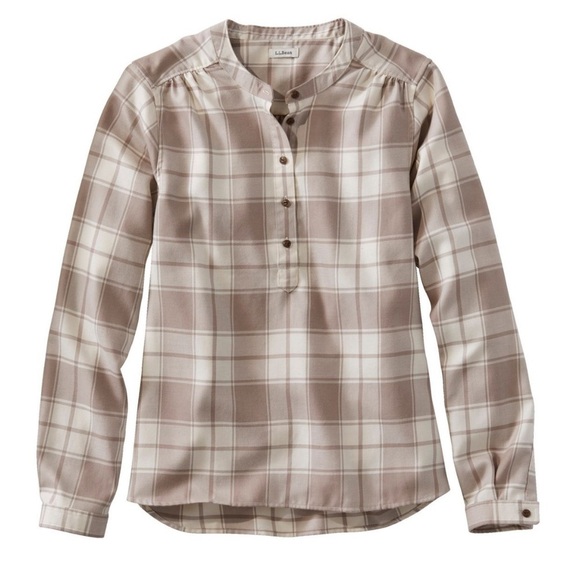 New! L.L. Bean Plaid Feather Soft Twill Popover Henley Style Shirt Size XL - Picture 1 of 8